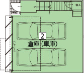 オフィスパレア久留米Ⅴ2号室1階倉庫平面図