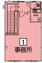 オフィスパレア御笠川13 1号室2階事務所平面図