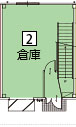 オフィスパレア御笠川13 2号室1階倉庫平面図