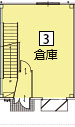 オフィスパレア御笠川13 3号室1階倉庫平面図