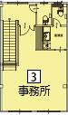 オフィスパレア御笠川13 3号室2階事務所平面図