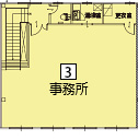 オフィスパレア大城Ⅰ 3号室2階事務所平面図