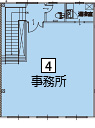 オフィスパレア大城Ⅰ 4号室2階事務所平面図