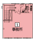 オフィスパレア乙金Ⅱ1号室2階事務所平面図