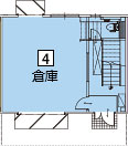 オフィスパレア乙金Ⅱ4号室1階倉庫平面図