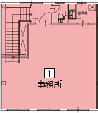 オフィスパレア久留米Ⅳ1号室2階事務所平面図