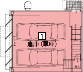 オフィスパレア久留米Ⅴ1号室1階倉庫平面図