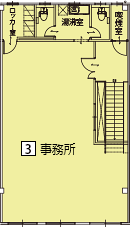 オフィスパレア御笠川Ⅸ3号室2階事務所平面図