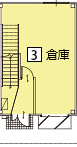 オフィスパレア仲畑Ⅻ3号室1階倉庫平面図