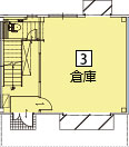オフィスパレア乙金Ⅱ3号室1階倉庫平面図