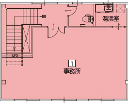 オフィスパレア須恵Ⅳ1号室2階事務所平面図