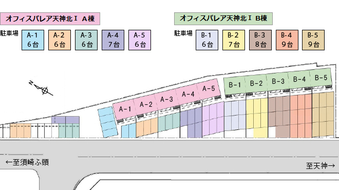 オフィスパレア天神北駐車場配置図