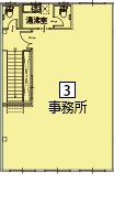 オフィスパレア鳥栖Ⅳ3号室2階事務所平面図